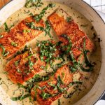 Marry Me Salmon in a cooking pan